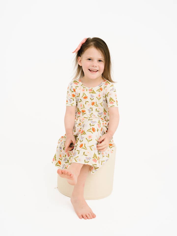 Little One Shop - Wholesale Dress - Kids - Daisy Daydream Short Sleeve Bamboo Dress
