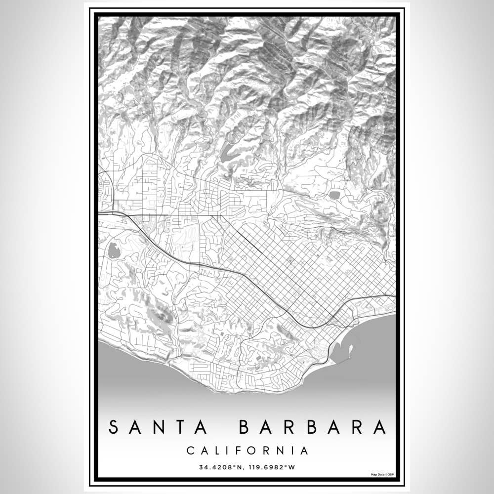 JACE.design - Wholesale Art Print - Santa Barbara CA Map Print Classic2