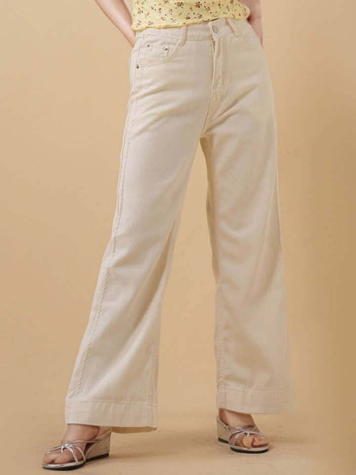 Pantalon en denim uni à jambe droite pour femmes 8SKP5M87 pour la vente par Sweetkama