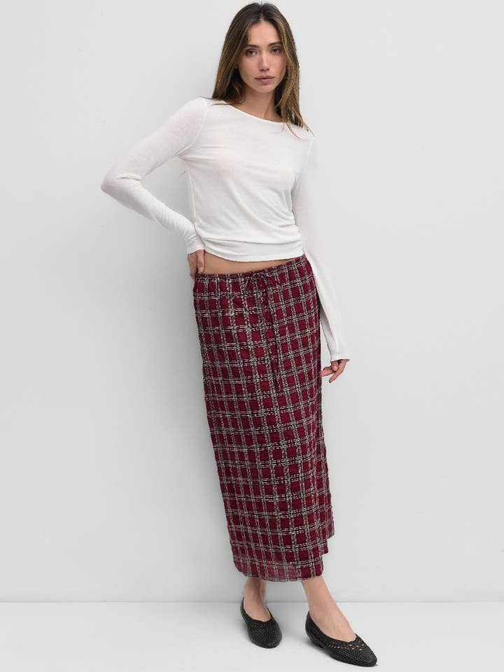 MOD REF - Wholesale Skirt - Women's - The Blake Skirt | Plaid Drawstring Midi Skirt