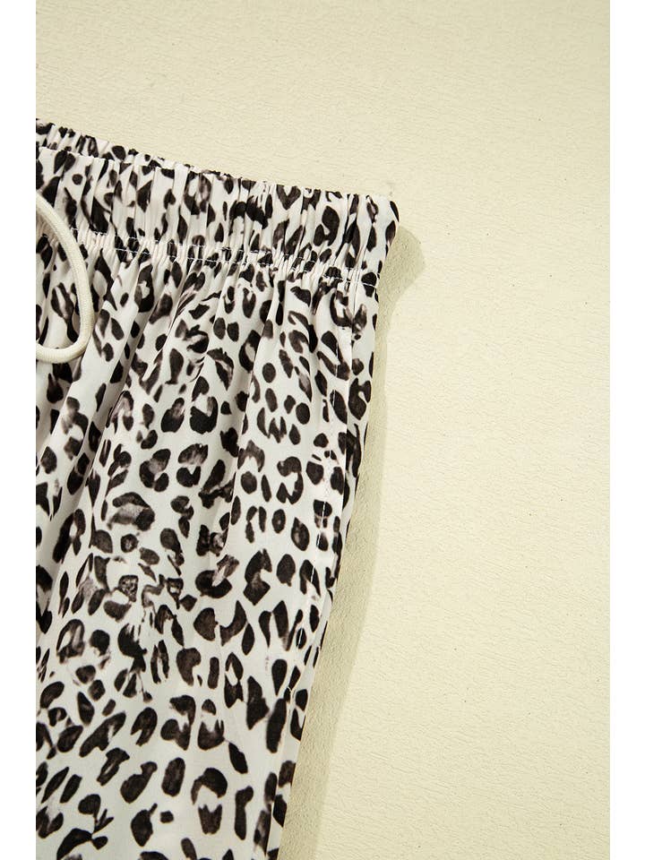 Brown Leopard Drawstring Elastic Waistband Loose Pants for wholesale on Faire4