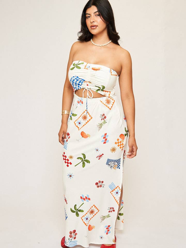 Chiara Bias Maxi Dress in Spuntino for wholesale by What Lo Wants