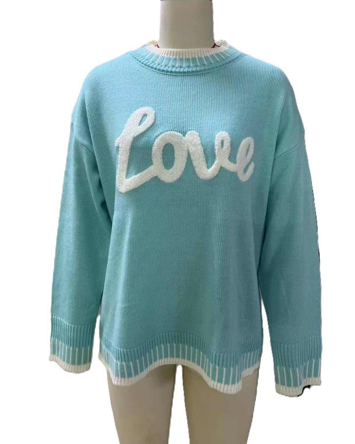 Rosa Clothing - Wholesale Knit Sweater - Women's - Valentines LOVE Letter Jacquard Sweet Knit Sweater1