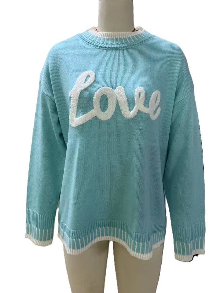 Rosa Clothing - Wholesale Knit Sweater - Women's - Valentines LOVE Letter Jacquard Sweet Knit Sweater1