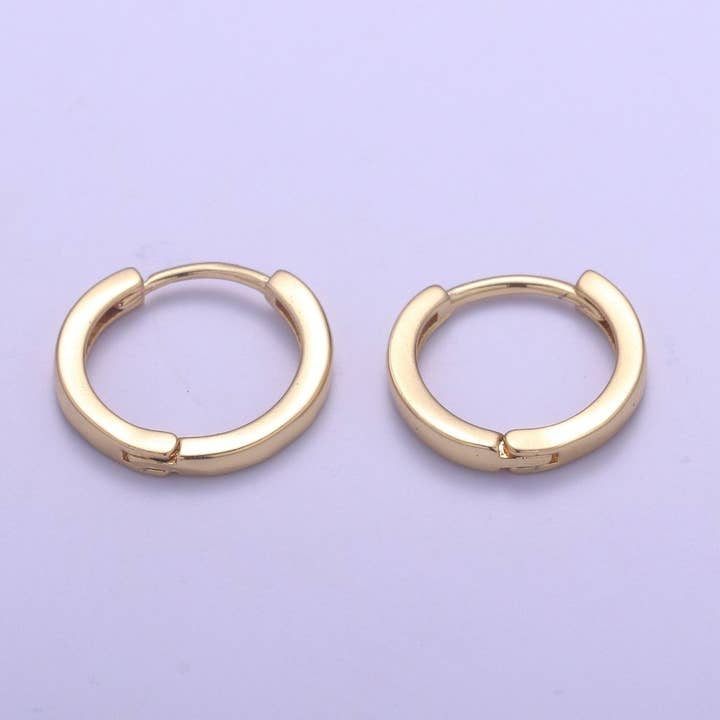 13x13.7 Simple Golden Mini Round Ring Huggies Earrings, Plain Gold Filled Tiny Geometric Shape Formal/Casual Daily Wear Earring Jewelry P-076 for wholesale by Aim Eternal