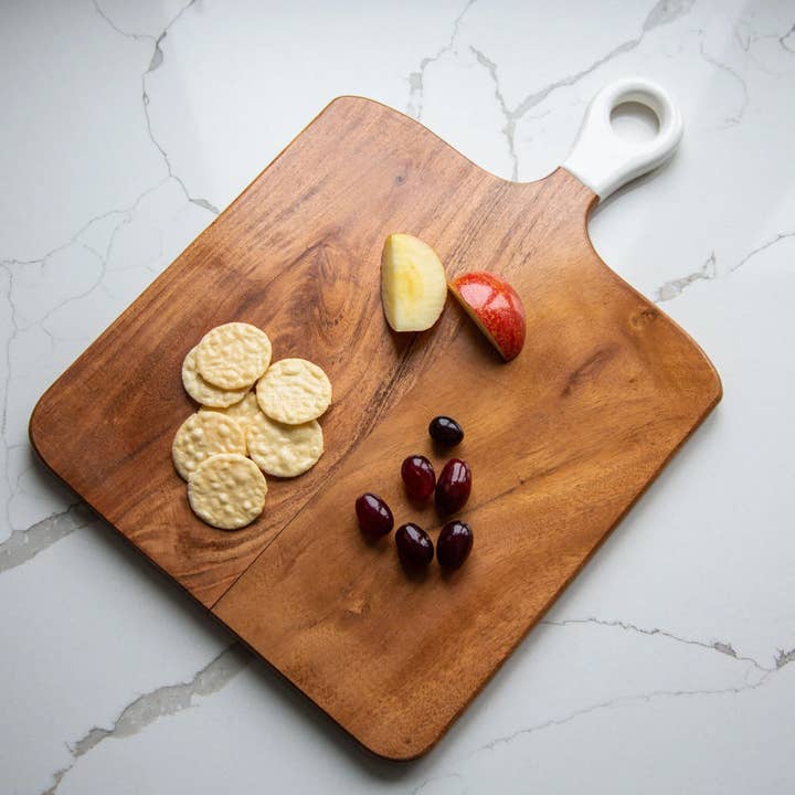 Wood+White Collection Acacia Wood Square Charcuterie Board M for wholesale by Jeanne Fitz
