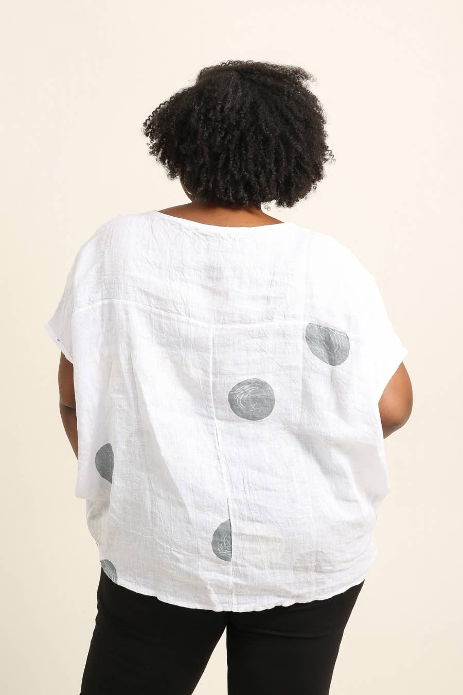 Lea & Luc - Grandes Tailles - Vendita all'ingrosso Tunica - Donna - Tunic in lino taglie comode con stampa a cerchi11