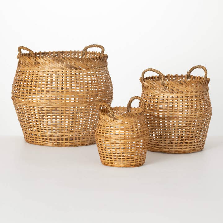 Sullivans Home Decor - Wholesale Basket - Open Weave Bamboo Basket Trio