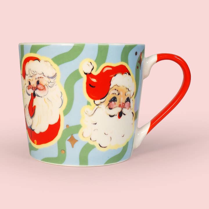 Retro Santa Christmas Mug for wholesale by Eleanor Bowmer