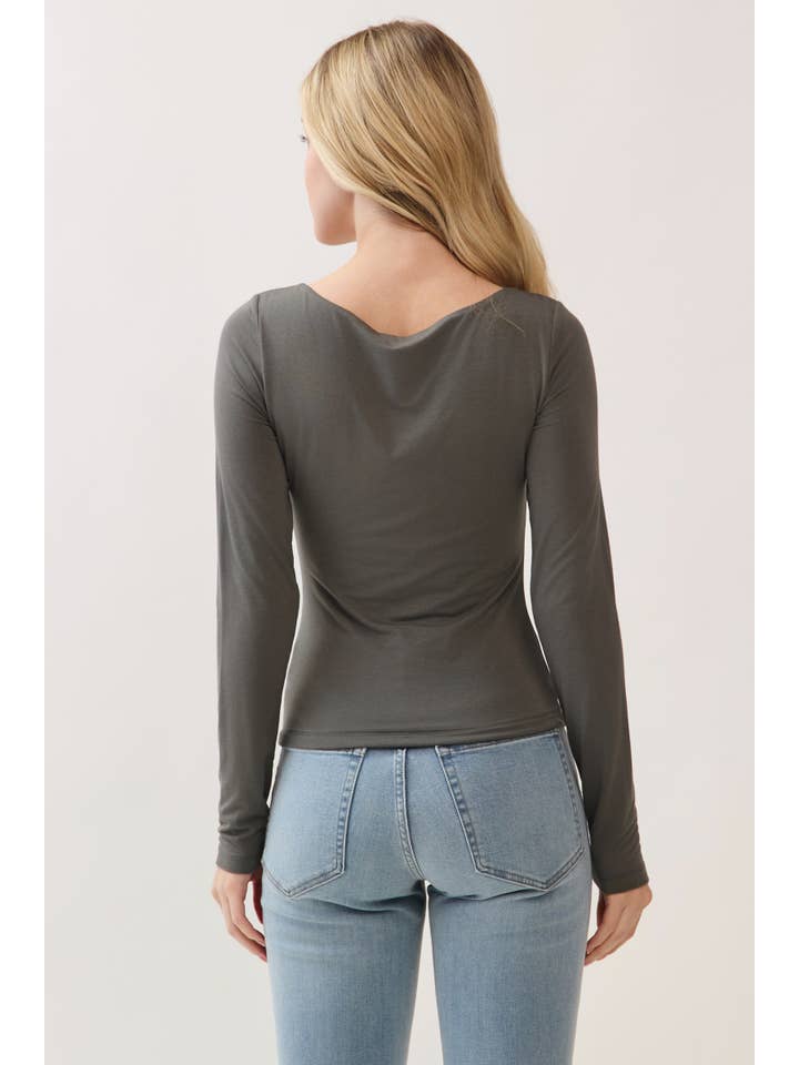 Final Touch - Wholesale Knit Top - Women's - Double Layer Square Neck Long Sleeve Top - VT1710943