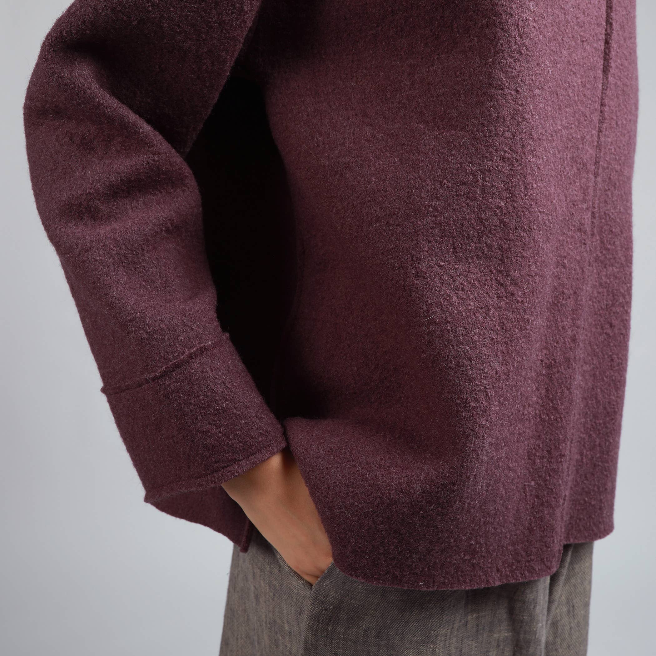 Knotium - Wholesale Tunic Sweater - Women's - JAMIE Loose Boiled Wool Sweater with High Split Turtleneck6