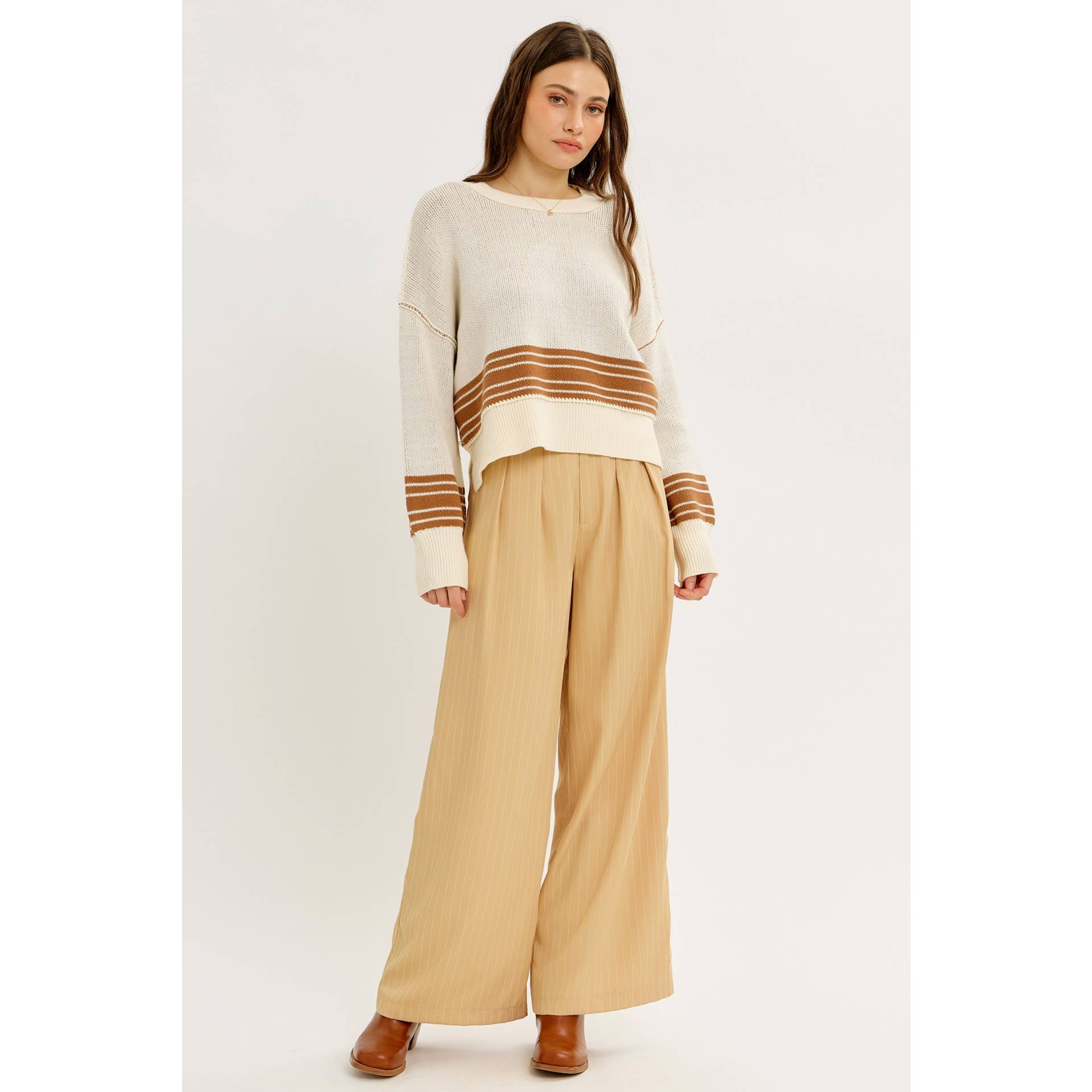 idem ditto - Vente Pull en maille – femme - PULL EN MAILLE RAYÉE BOXY INFINIMENT POLYVALENT25