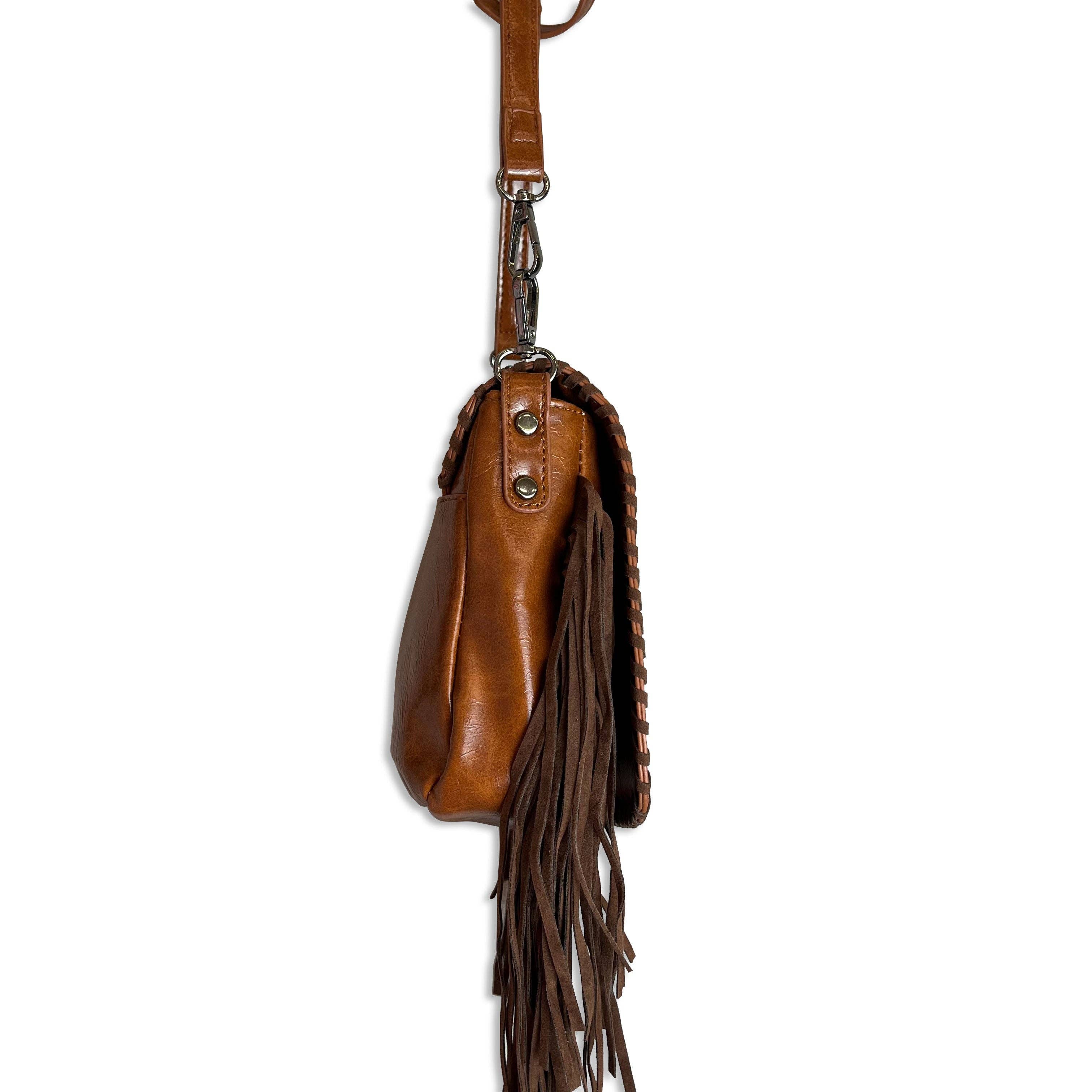 sassy kids palace - Wholesale Crossbody Bag - Kids - Brown Cowhide Western Crossbody Fringe Bag2