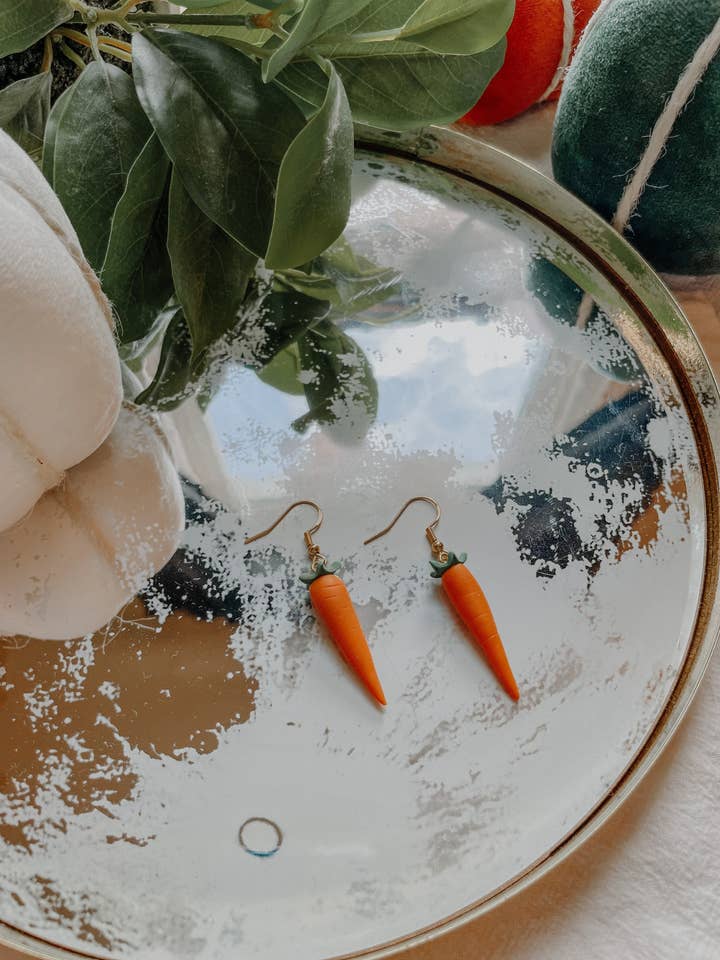 Carrot CLAY EARRINGS | Dangles | Vegetable | Spring for wholesale by River & Rose Co.
