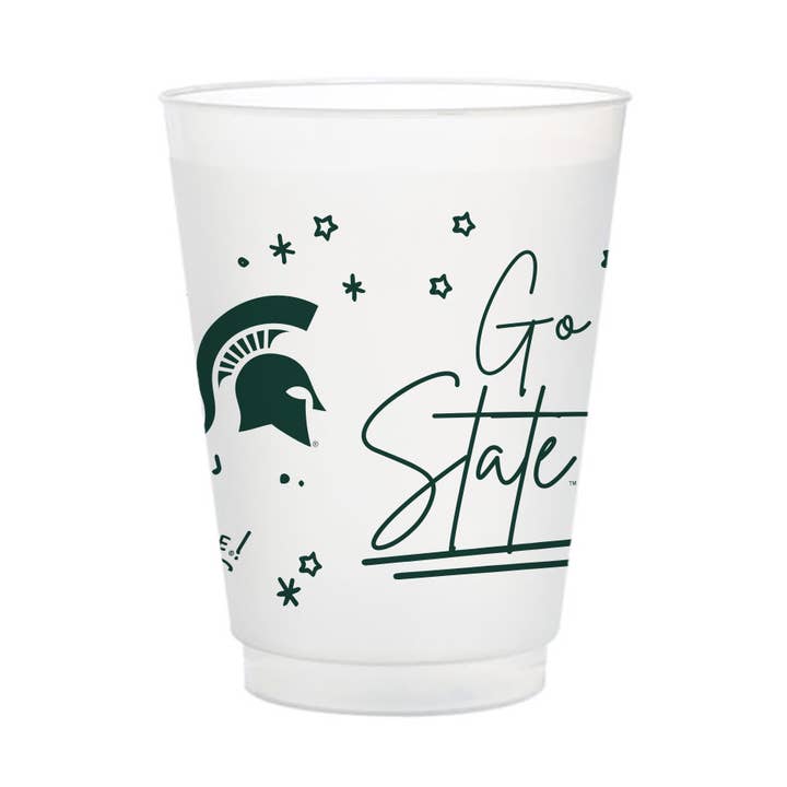Michigan State Frosted Flex Cup (8-Pack) for wholesale by Valiant Gifts Inc
