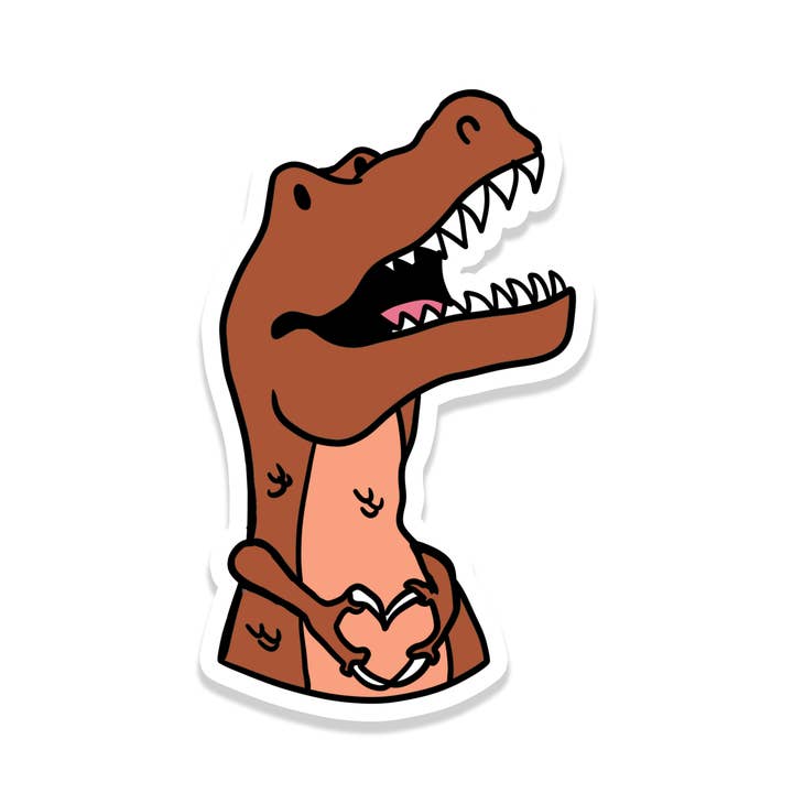 Dinosaur Valentine’s Day Sticker | Cute Waterproof Decal for wholesale by Rebel and Siren Stickers