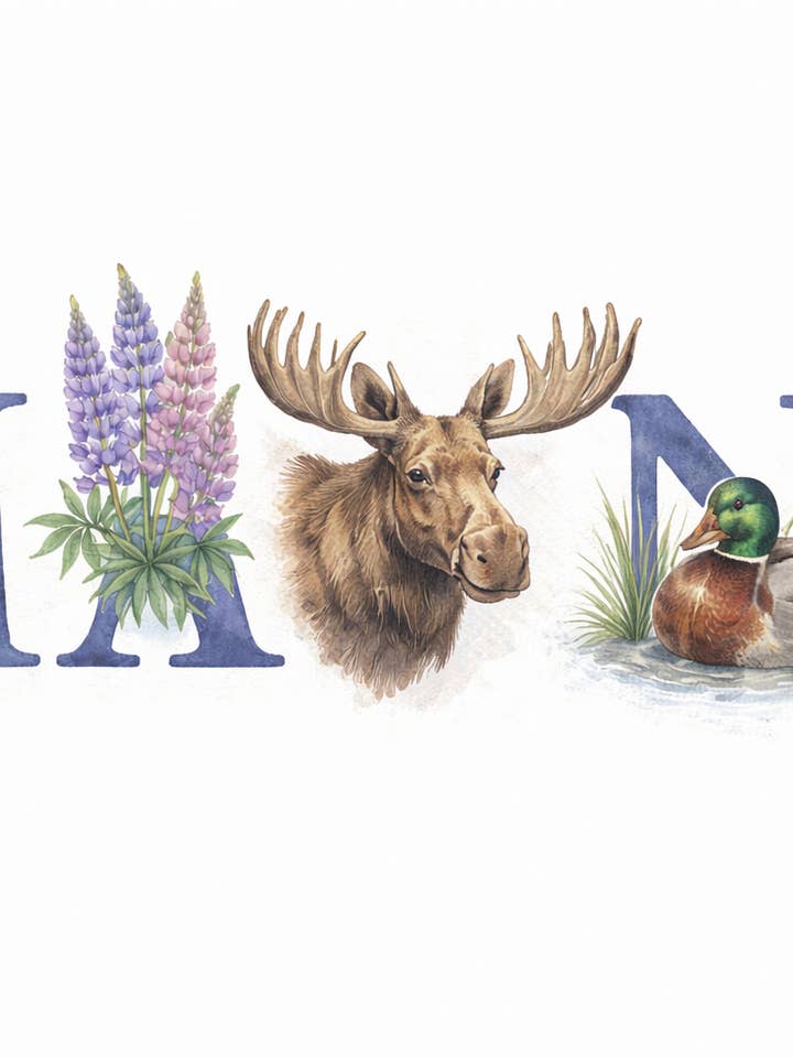 Inland Maine Text Sticker for wholesale by Mentally In Maine