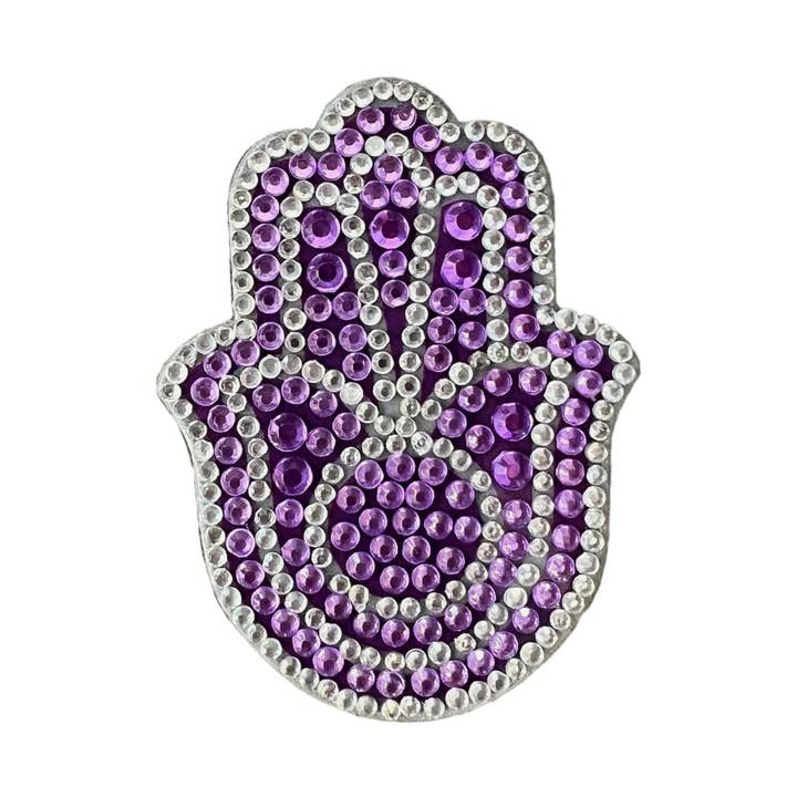 Purple Hamsa 2" Rhinestone Sticker for wholesale by StickerBeans
