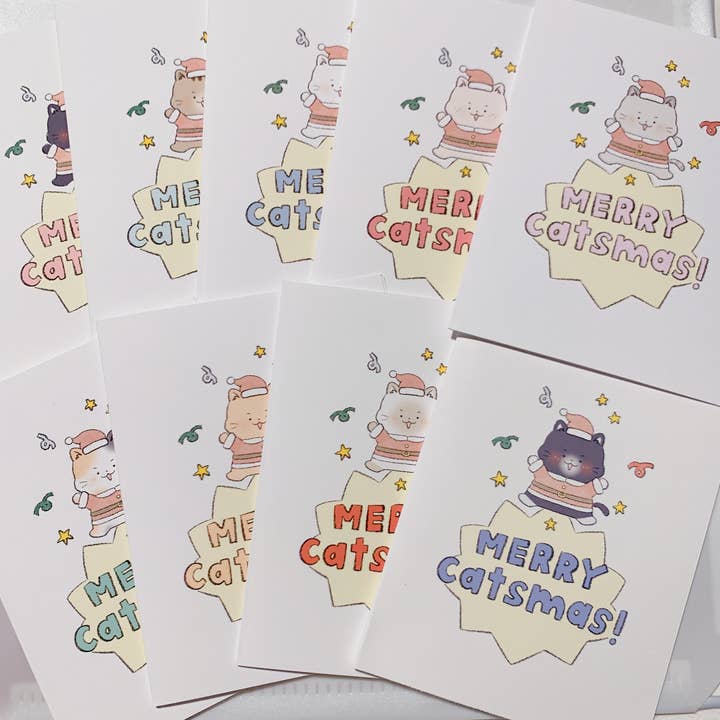 "Merry Catsmas" Cats Christmas Card for wholesale by Katco Studio