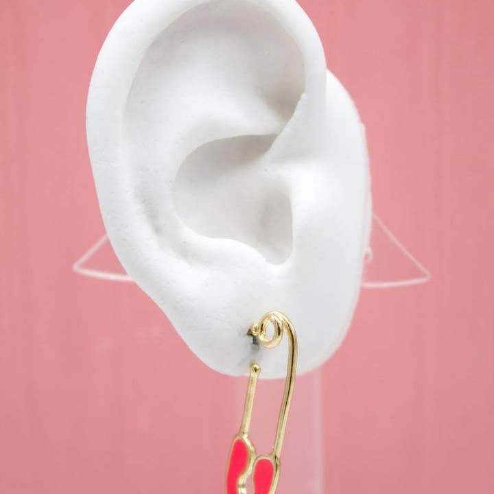 MIA Jewelry - Vendita all'ingrosso Orecchini pendenti - Orecchini a bottone con spilla da balia in smalto multicolore riempito in oro5