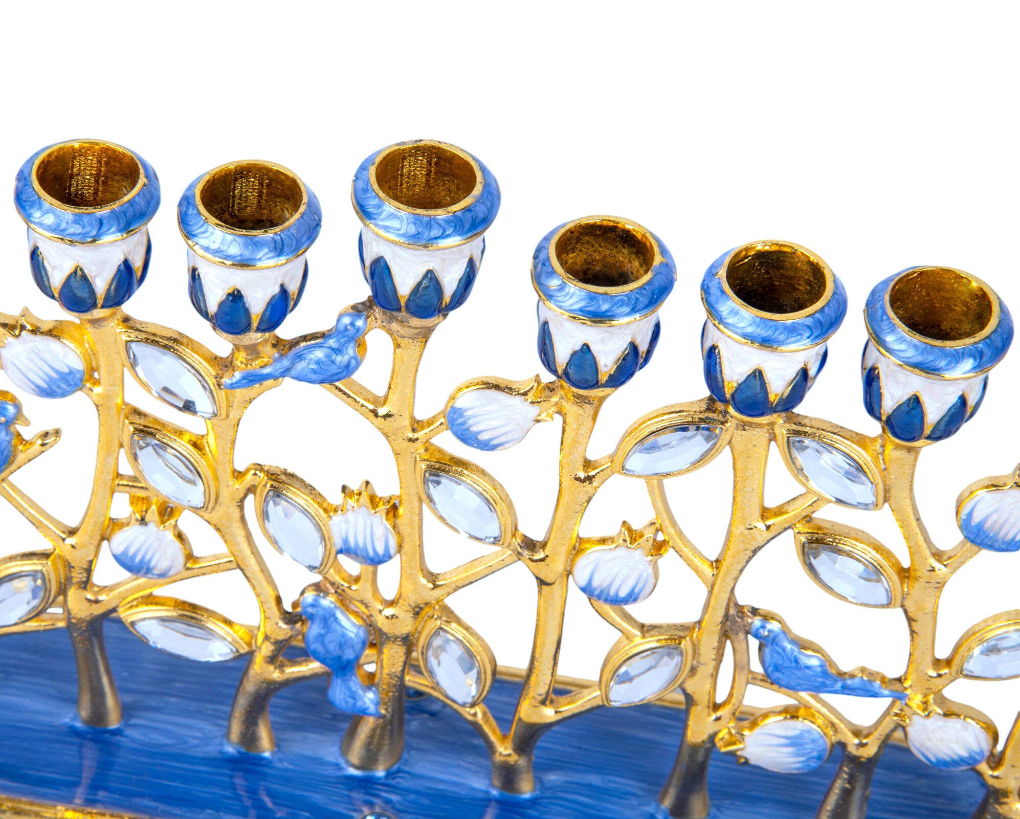 STP - Wholesale Menorah - Handcrafted Jeweled Flowers Hanukkah Menorah in Gift Box2