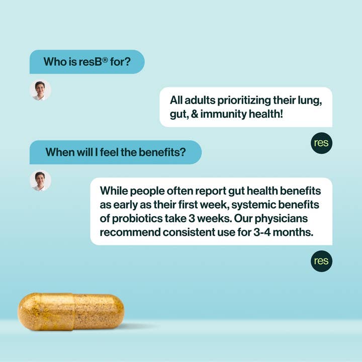 resbiotic - Venta al por mayor Suplementos/vitaminas para beber - Probiótico ResB® para el apoyo pulmonar6