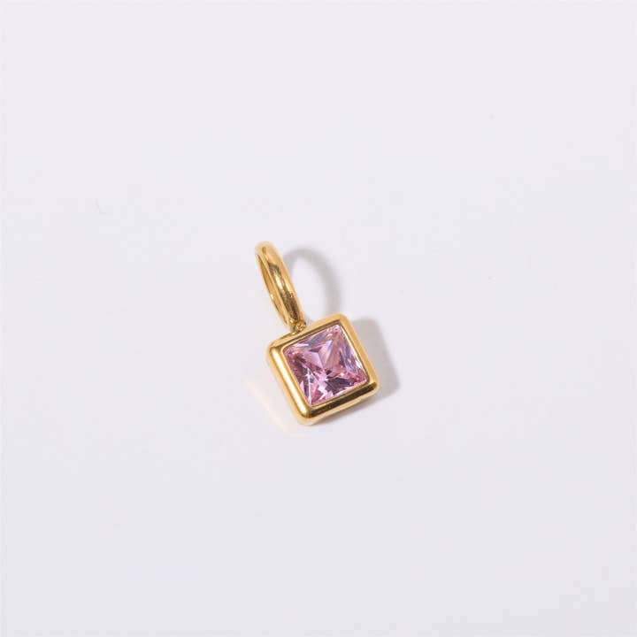 Squared Gemstone Charm (in Various Colours) for wholesale by White Leaf