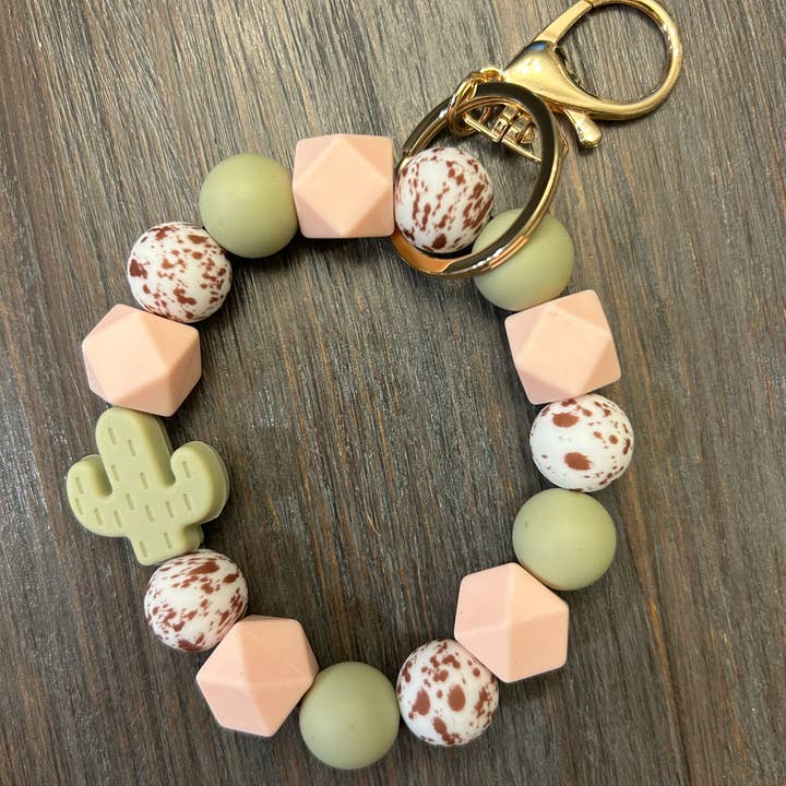JILLIAN INK LLC - Wholesale Keychain Bracelet - Cactus Silicone Beaded Keychain