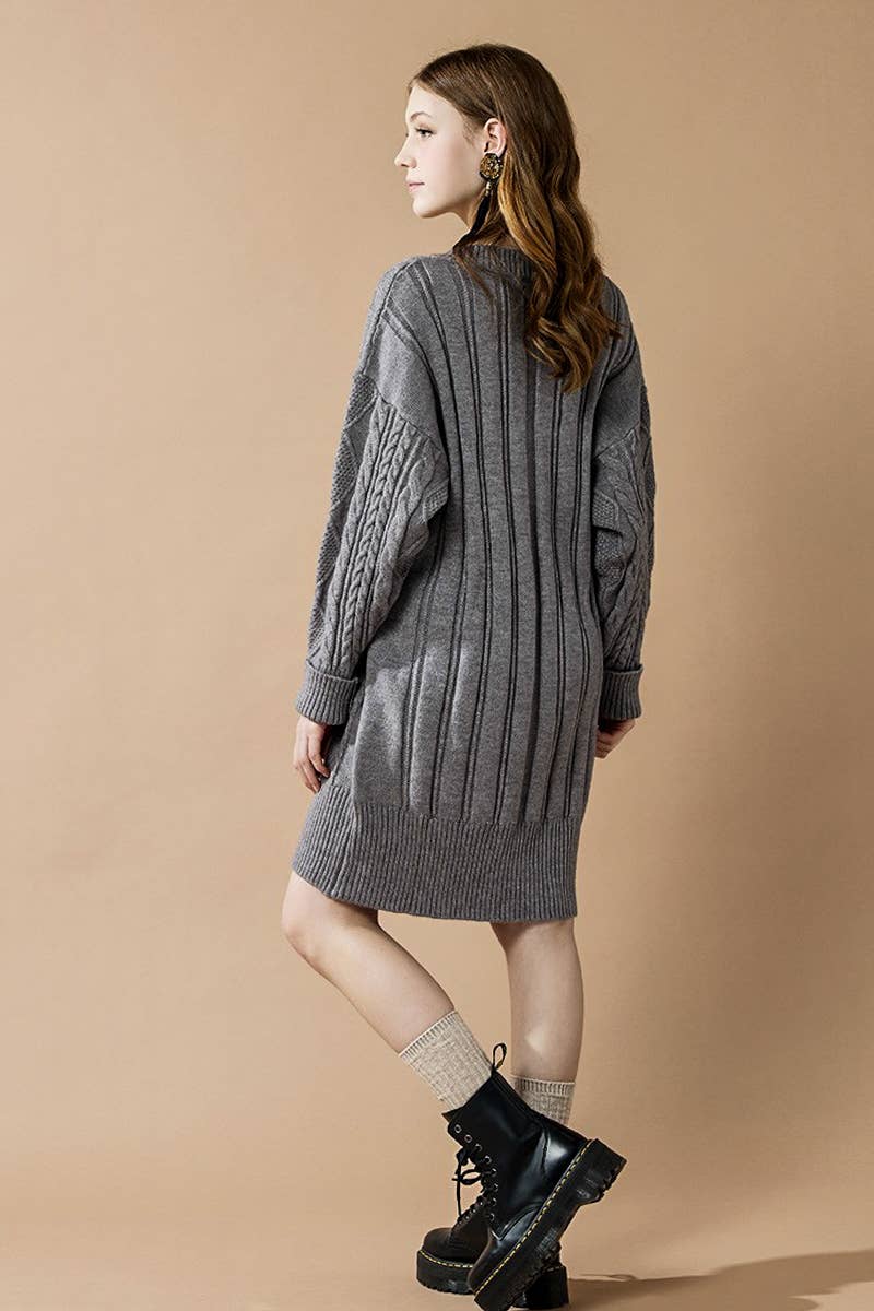 noflik - Wholesale Dress - Women's -  IND1023 Cable Knit Dress-12pcs Pack $4.99/unit (71%OFF)11