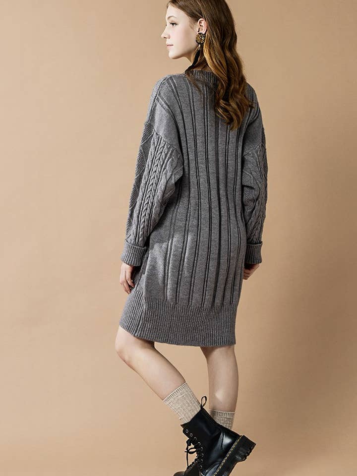 noflik - Wholesale Dress - Women's - IND1023 Cable Knit Dress-12pcs Pack $4.99/unit (71%OFF)11