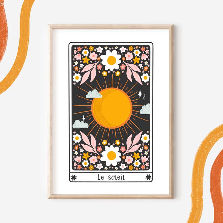 Lámina artística para pared de Tarot Sol de Le Soleil, A4 o A5 para venta al por mayor de Sollinova