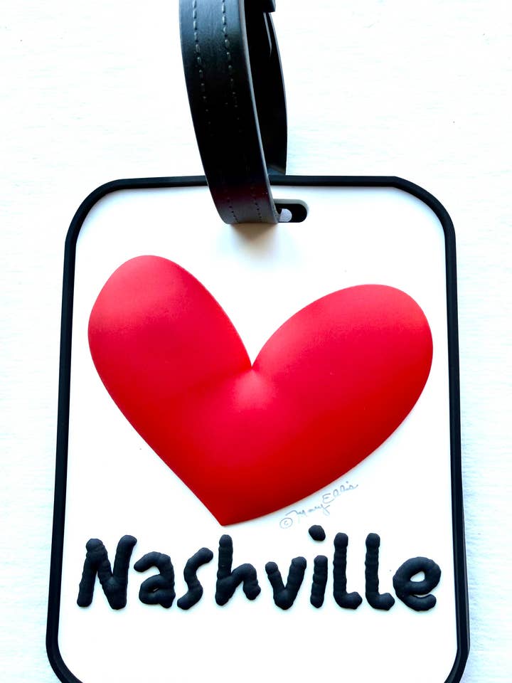 Nashville Heart 3-D Luggage Tag for wholesale by Mary Ellis