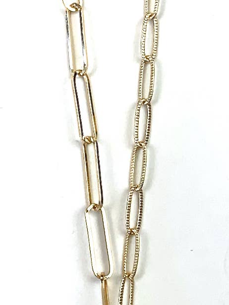 MC447G NK-Front Toggle Paperclip w/Stoned Teardrop/Gold for wholesale by Lost & Found Trading