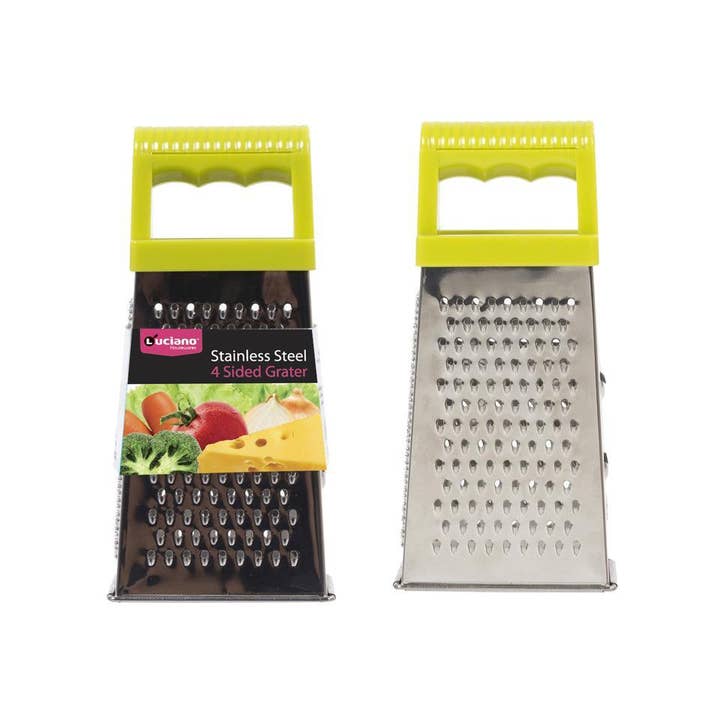 Râpe à 4 côtés Luciano 7,25 po H, acier inoxydable pour la vente par Luciano Gourmet