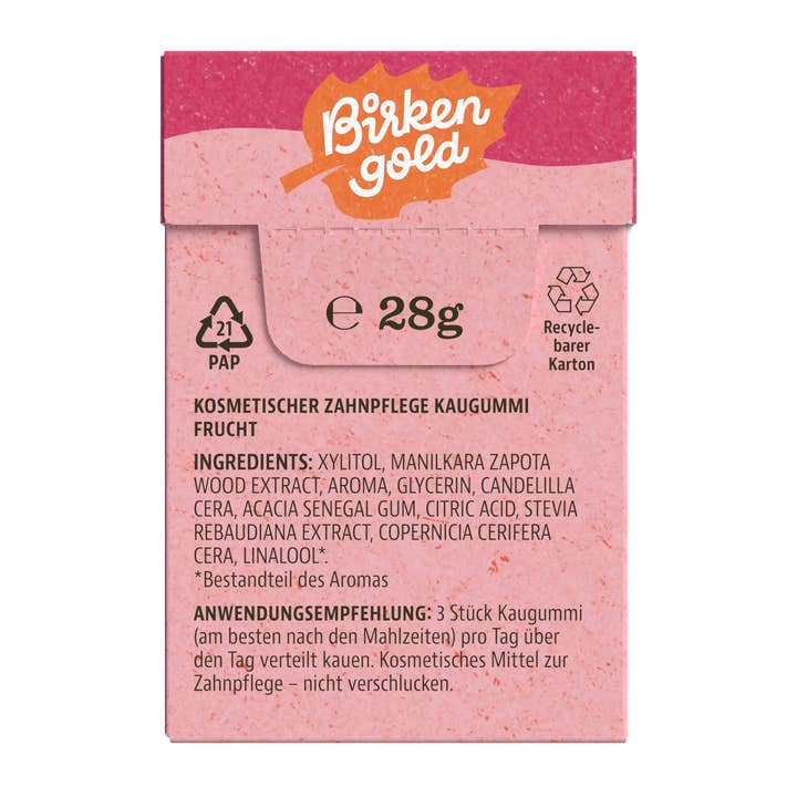 Birkengold - Wholesale Chewing Gum - Birkengold Dental Care Natural Chewing Gum Fruit Pack of 201
