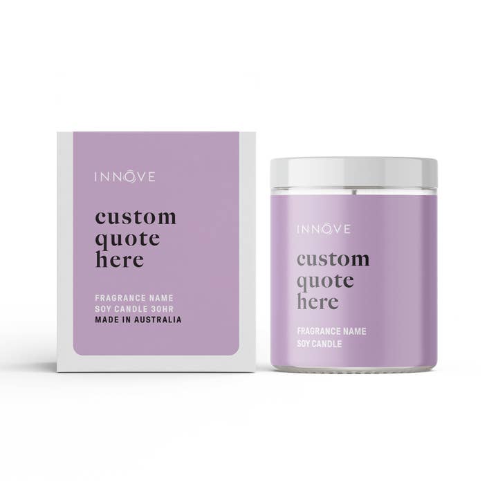 INNOVE - Wholesale Jar/filled candle - Custom Quote Candle Boxed - Wrap Label | Clear Jar