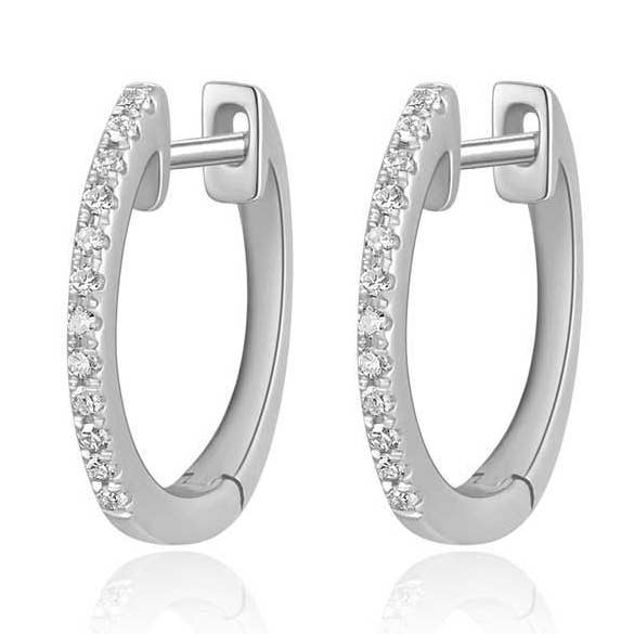 Creole round XS with diamonds, 18 white gold for wholesale by Leaf Jewelry