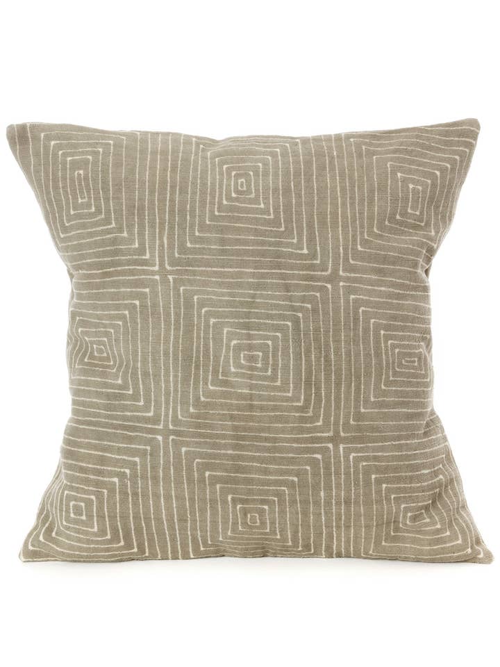 Grey Segou Squares Organic Cotton Pillow Cover for wholesale by Swahili | AFRICAN MODERN