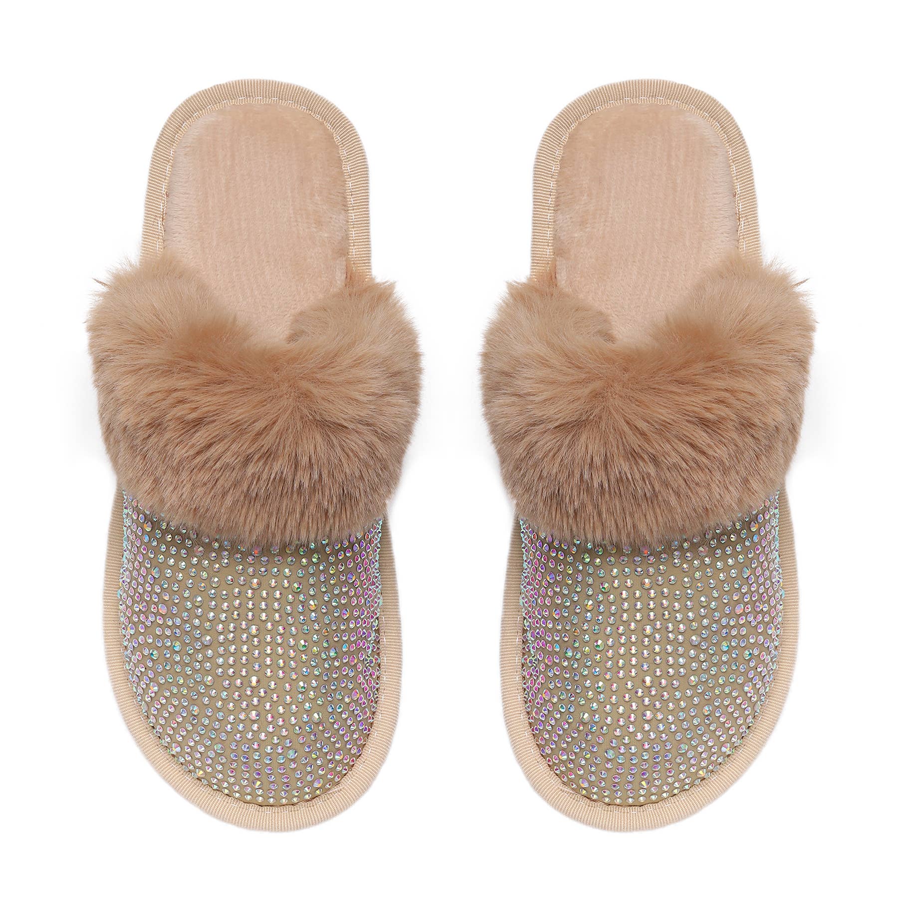 Natalie Mills - Wholesale Slippers - Women's - Lora Closed Toe Rhinestone Faux Fur Slippers6