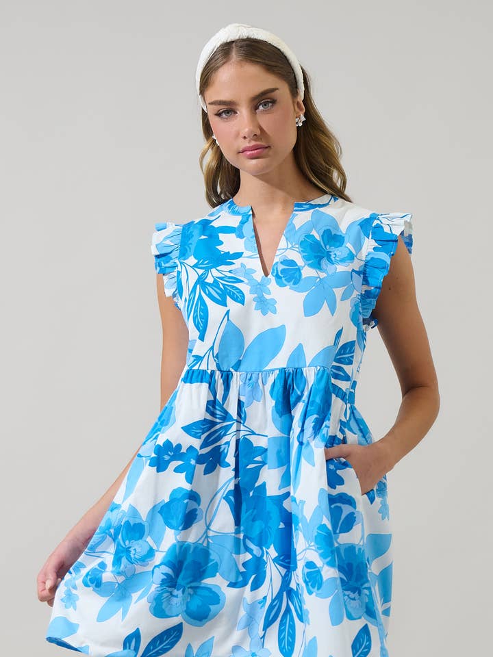 Darien Floral Kass Ruffle Mini Dress for wholesale by Sugarlips