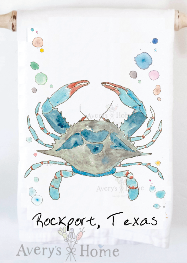 Avery's Home - Wholesale Tea Towel - Blue Crab Ocean Customizable Coastal Tea Towel33