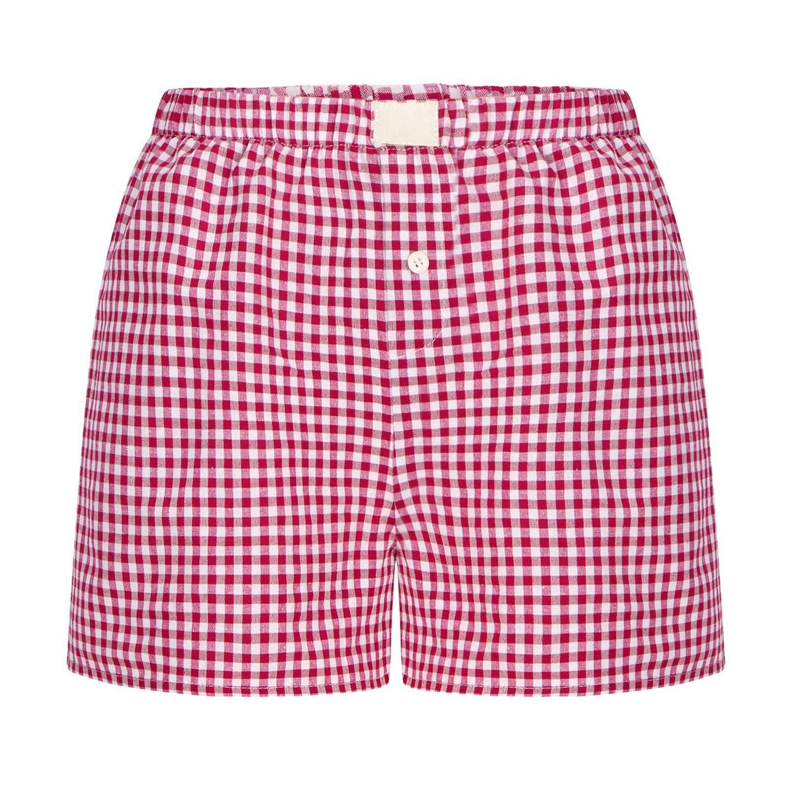 Rosa Clothing - Wholesale Lounge Shorts - Women's - Lysandra Gingham Pull-On Boxer Shorts5