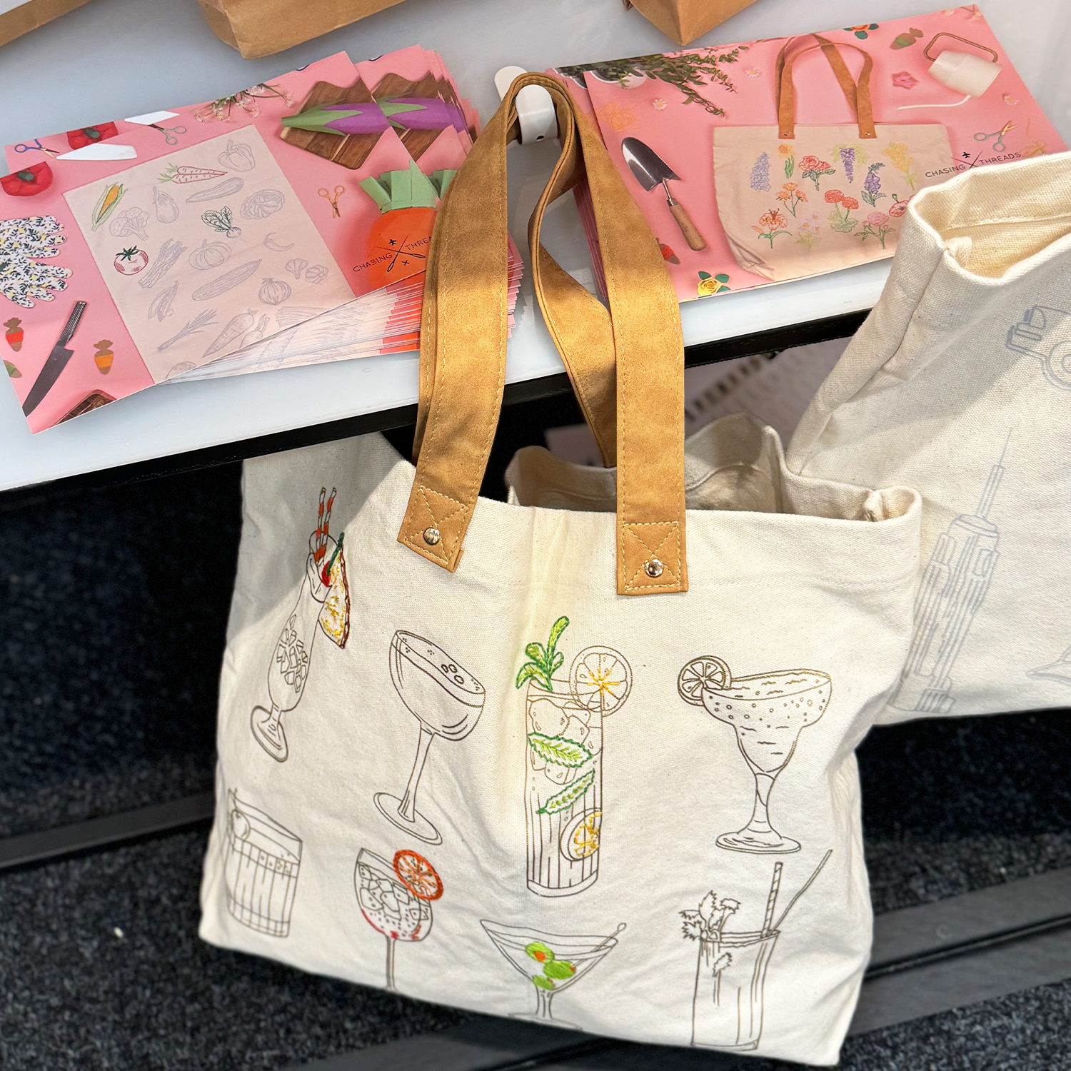 Chasing Threads – wholesale Tote bag – Women's – Stitch Your Cocktails Tote Bag - Embroidery Kit8