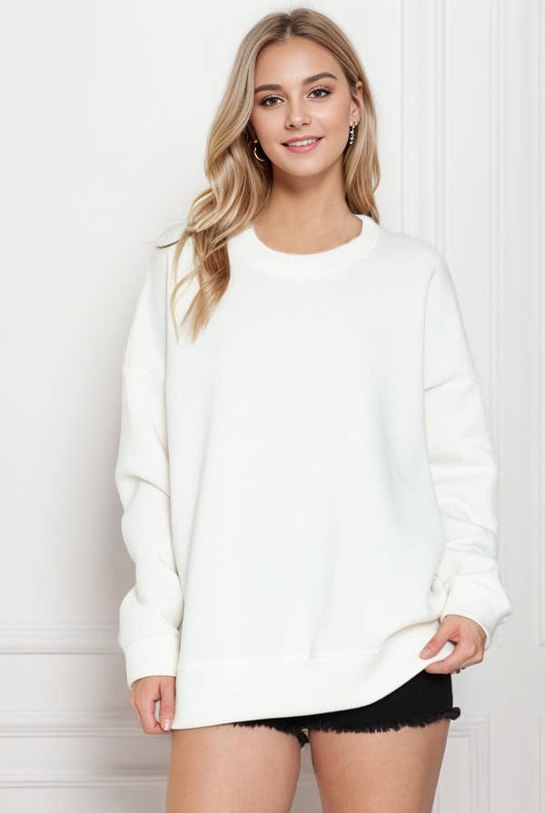 Burgundy Apparel - Vente Sweat-shirt – femme - SWEAT-SHIRT OVERSIZE EN POLAIRE UNIE (NOUVELLES COULEURS)9