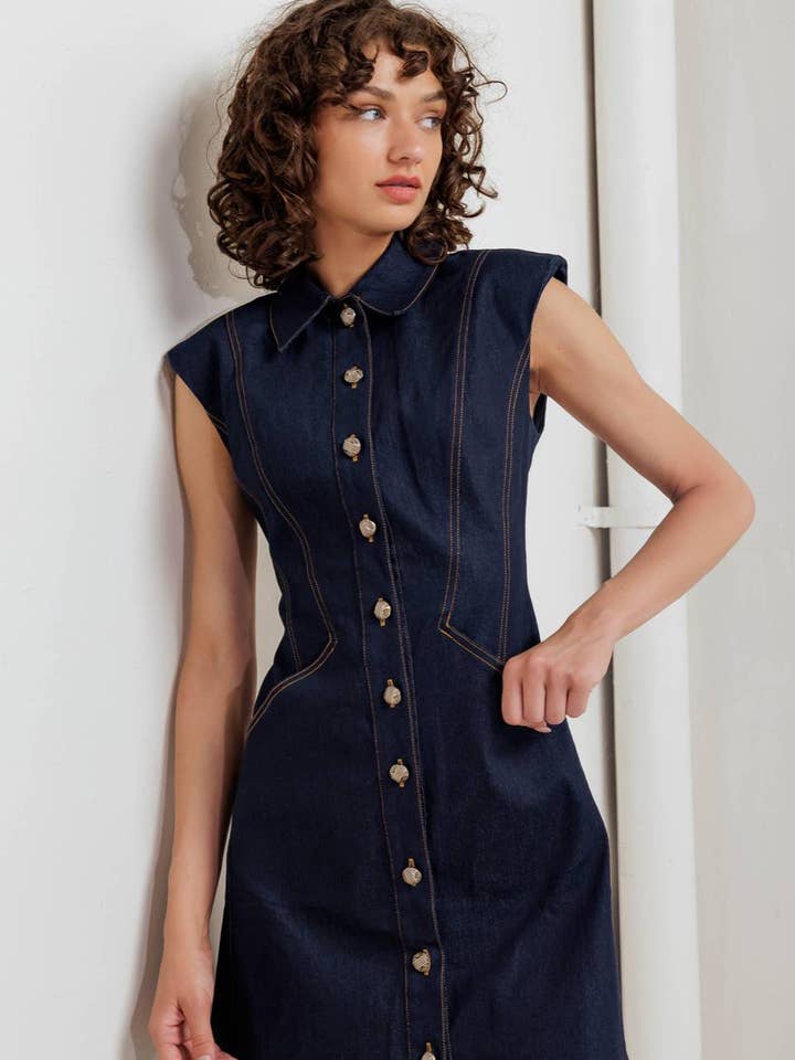 PL8811 - DENIM MINI DRESS for wholesale by Peace Love Line