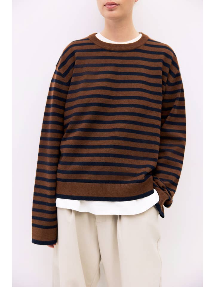 MOD REF - Wholesale Knit Sweater - Women's - The Klein Sweater | Striped Boyfriend Sweater20