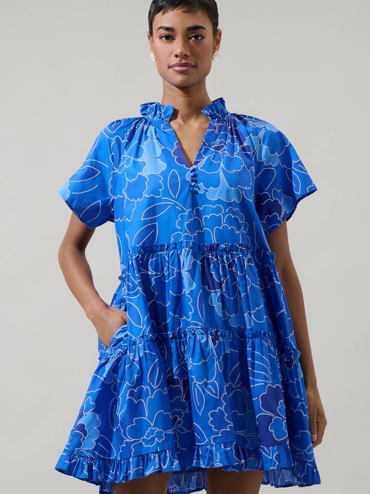 Maris Floral Pallas Poplin Tiered Mini Dress for wholesale by Sugarlips