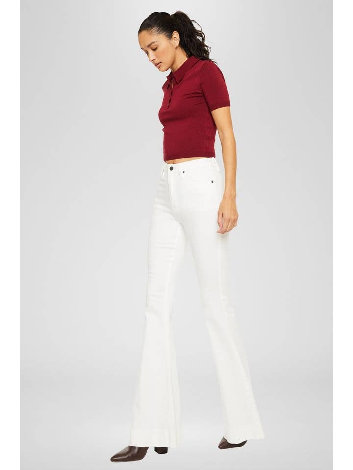 WHITE OPEN PACK WHIE HIGH RISE SUPER FLARE JEANS-KC11243WT for wholesale on Faire5