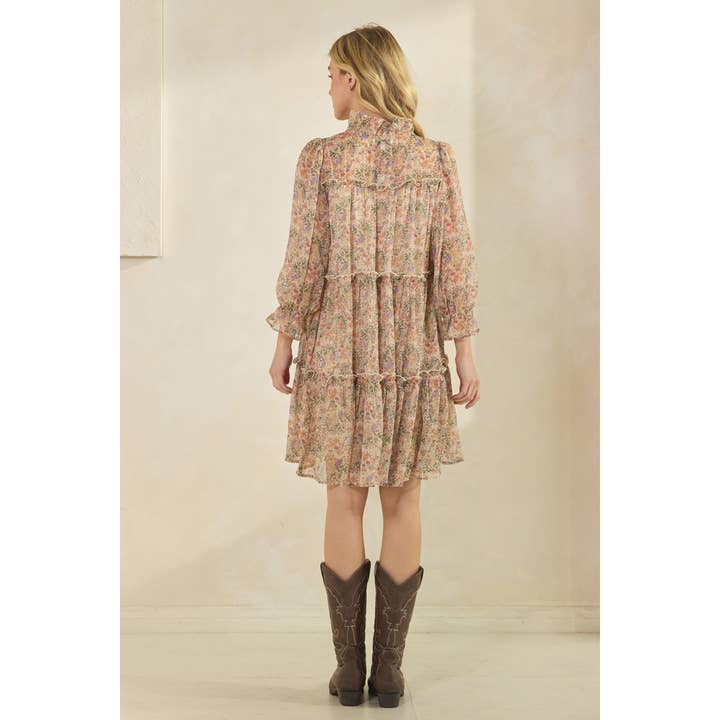 Sage + Fig - Vente Robe – femme - ROBE À VOLANTS À ÉTAGES FLORAUX D'INSPIRATION VINTAGE8
