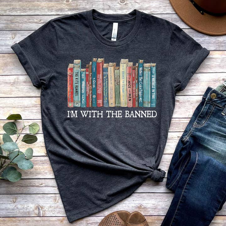 Eleven Fashion – wholesale Screen printed t-shirt – Women′s – I'm With The Banned Books Shirt, Reading Shirt0